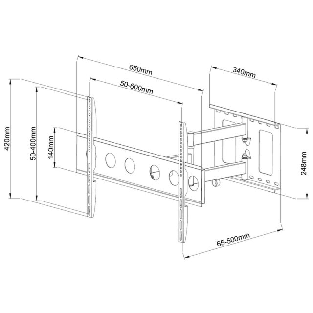 TV Wandhalterung schwenk- und neigbar Einzelarm nur 65mm Wandabstand 37-80